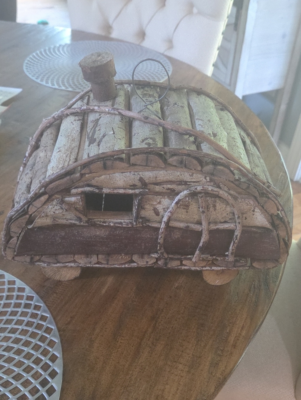 Rustic Birch Bark Decorative Birdhouse - Brown & White